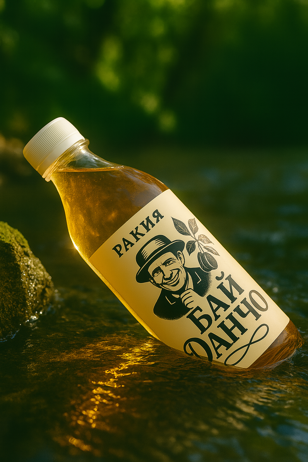 Ракия Бай Данчо в природна обстановка край вода